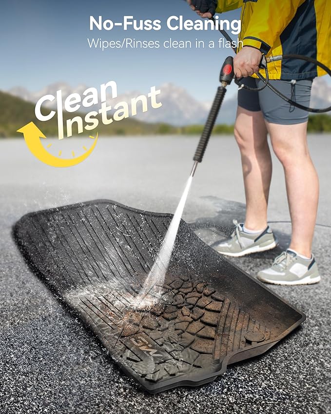 3W Floor Mats Compatible for Jeep Wrangler JL 2018-2024 2025 Unlimited 4-Door Gas/MHEV Type(Non JK or 4XE) All-Weather TPE Floor Liner for 1st and 2nd Row Full Set Car Mats, Black