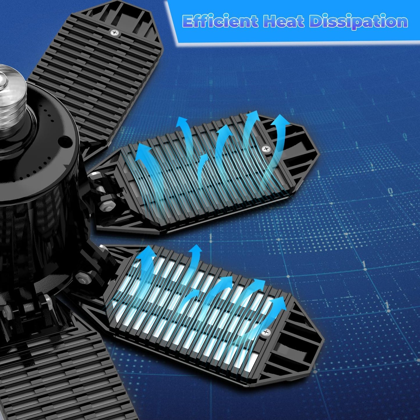 Garage Lights - Super Bright 250W LED Garage Ceiling Light w/ 8 Deformable Panels 6500K Led Light Bulb Srew in E26/E27 Socket with Adjustable Center Spotlight for Barn Workshop Attic - 4Pack