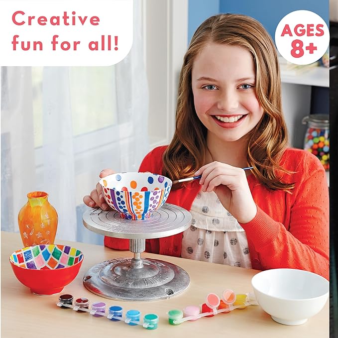 MindWare Paint Your Own Porcelain Bowls for Kids - DIY Craft Kit Makes 3 Bowls, Includes Paint and Brush