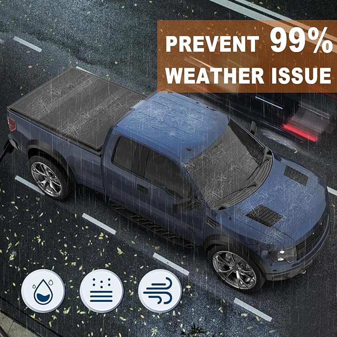 Fiberglass Tri Hard Truck Bed Compatible for 2004-2008 Ford F150 Styleside (Not for Flareside) 6.5 FT Bed On Top 76.3 inch Tonneau Cover