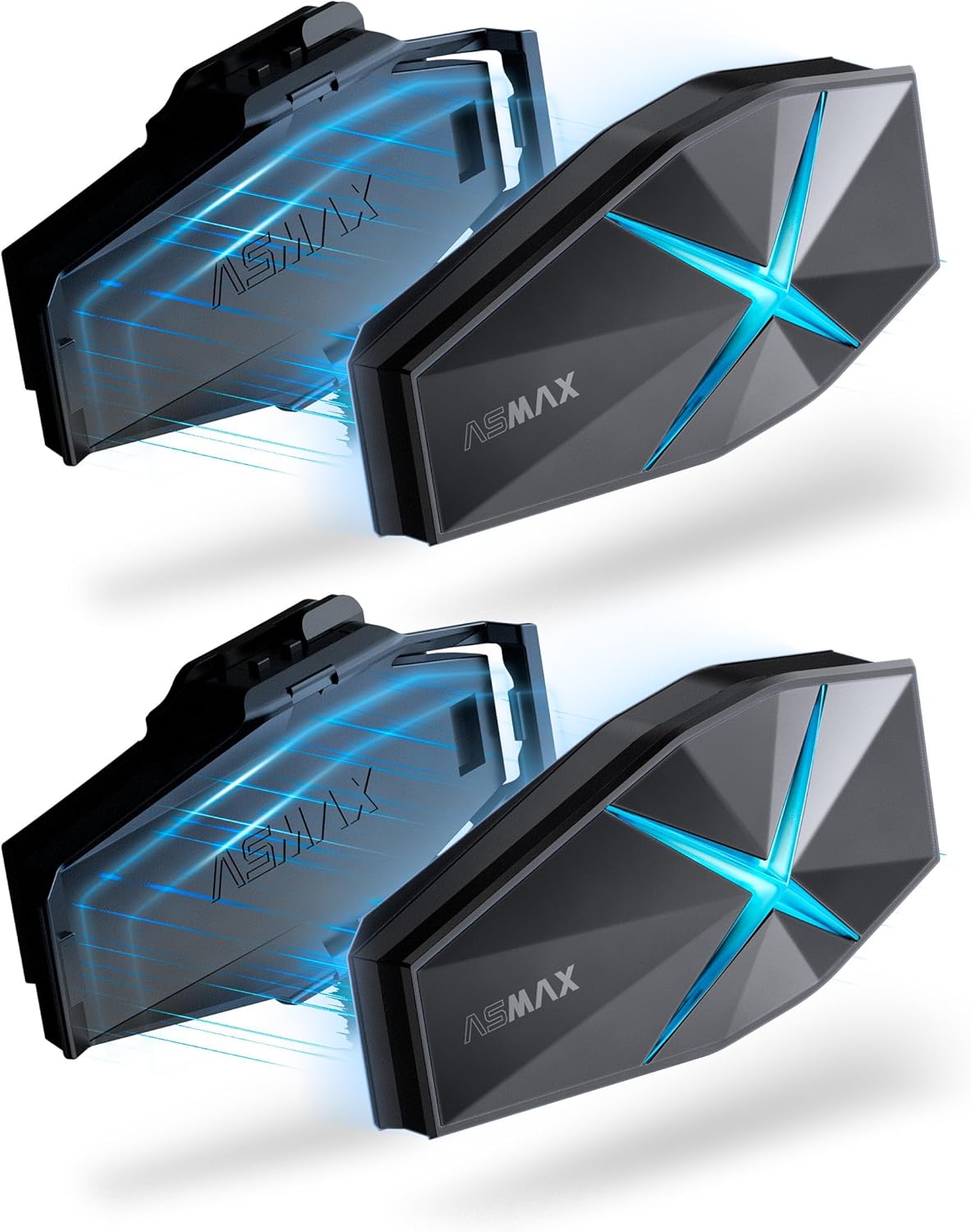 F1 3-Mode Motorcycle Helmet Intercom for 10 Riders, Offline Voice Control Motorcycle Bluetooth Headset with Hi-Fi Speaker, Multitasking,Mesh Helmet Communication Systems, Fast Charging, 2 Pack