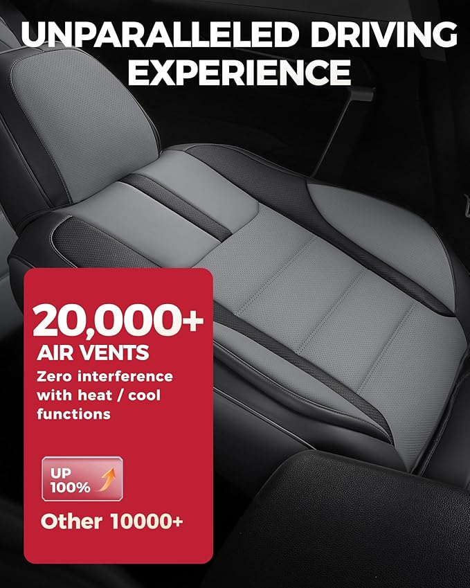 FREESOO Black Gray Front Car Seat Covers - Faux Nappa Leather Seat Covers for Cars, with Carbon Fiber Texture Seatbelt Pads, Luxury Protector Accessories Fit for Most Vehicles Sedans SUV Trucks RAV4