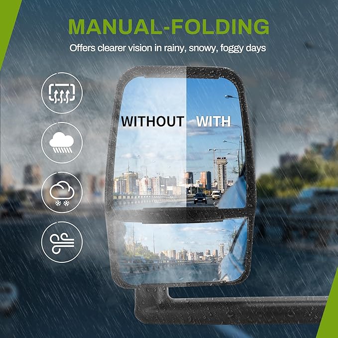 AUTOSAVER88 Left Driver Side Mirror Towing Mirrors Compatible with 2003-2019 Chevy Express GMC Savana 1500 2500 3500, Manual Folding Manual Control Glass Door Mirror Tow Mirror Black Housing