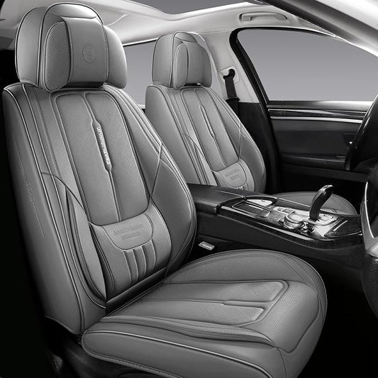 NS YOLO Universal Fit Full Coverage Leather Car Seat Covers for Cars,SUVs and Pick-up Trucks, Car Seat Protector,Automotive Seat Covers Full Set,Car Seat Cushion,Grey Seat Cover for 5 Seats