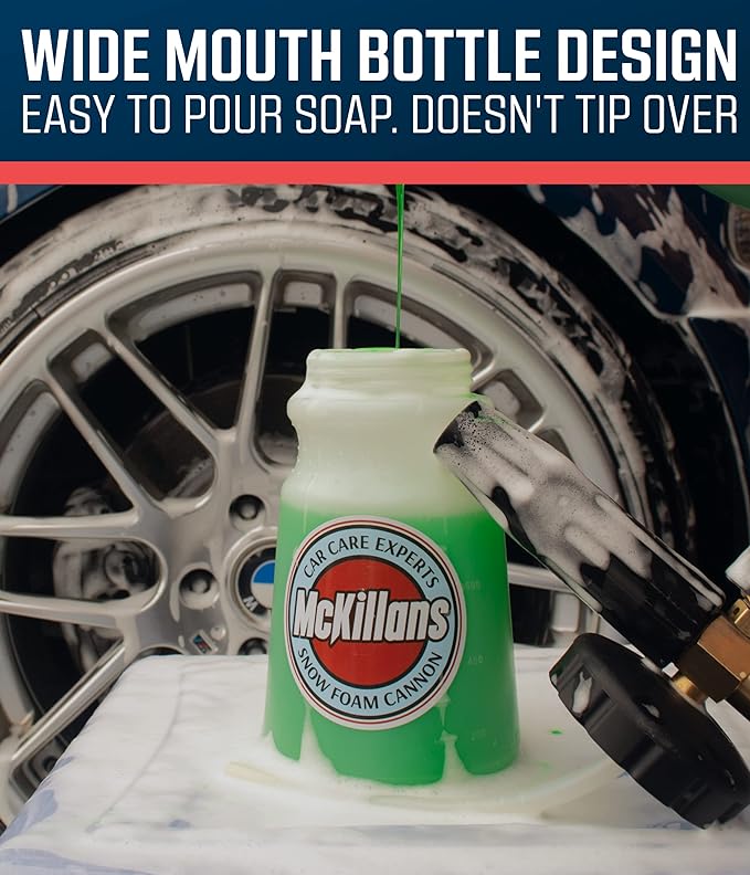 McKillans Foam Cannon for Pressure Washer (Wide Mouth) - Car Wash Snow Foam Cannon Lance Pressure Washer Soap Dispenser for Car Washing with Adjustable Thick Foam + 1/4 Quick Connector