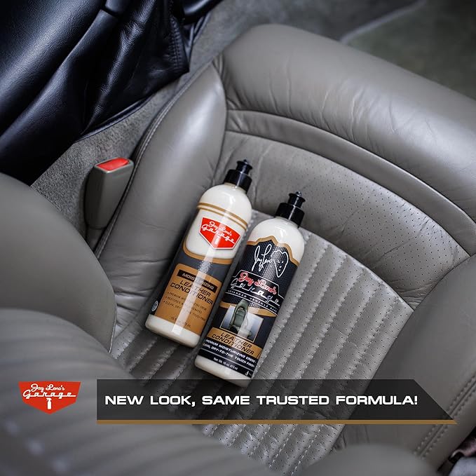 Jay Leno's Garage Car Leather Conditioner and Auto Leather Care - Professional Leather Conditioner for Car Seats, Nourishes Protects & Restores, Lanolin & Beeswax Formula, Non-Greasy Finish (16 oz)
