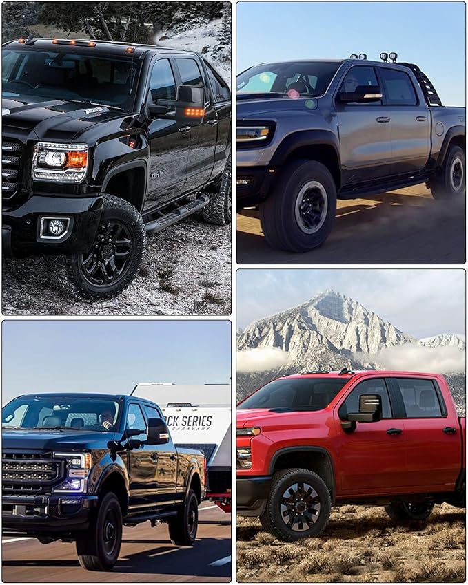 ECCPP Towing Mirrors Tow Mirrors With 2007-2014 For Chevy For Silverado For GMC For Sierra Truck Power Heated Turn Signal Width Light Lh Rh Pickup Truck