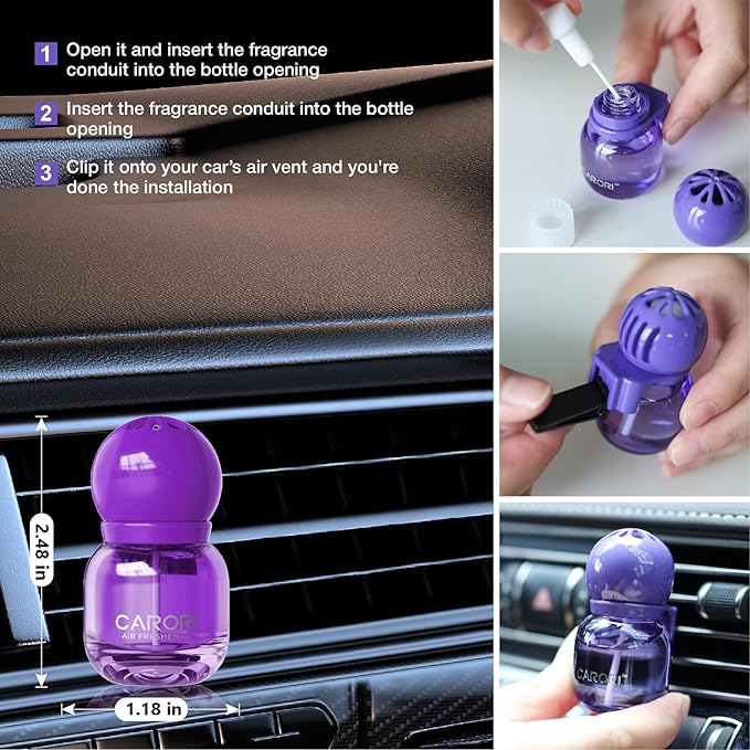 Car Air Freshener Vent Clip, Car Fresheners Long Lasting Scent (13ml x 2 Pack), Up to 180 Days, Air Freshener Deodorizer Odor Eliminator for Auto - Lavender Perfume