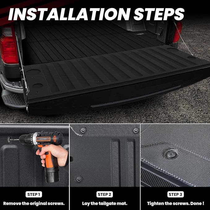 LASFIT Truck Tailgate Mat 2019-2026 for Chevrolet Chevy Silverado & GMC Sierra 1500 (Not Fit Multipro Tailgate), All Weather TPE Tailgate Protector Liner Replacement (Not Fit Drop-in Liners)