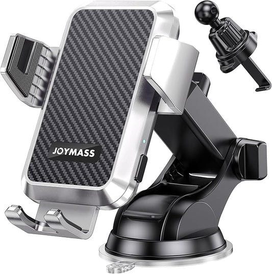 Wireless Car Charger, Phone Holders for Your Car, 15W Auto Clamping Phone Mount Car Accessories for iPhone 16 15 14 13 12 Mini Pro Max, Samsung Galaxy S24 Ultra S23 S22+ Note 20, etc - Silver