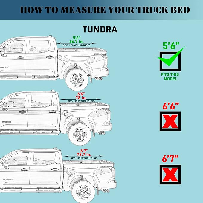 Hard Tri-Fold Truck Bed Tonneau Cover Compatible with 2022-2026 Toyota Tundra 5.6ft Bed w/OE Rail System (66.7")