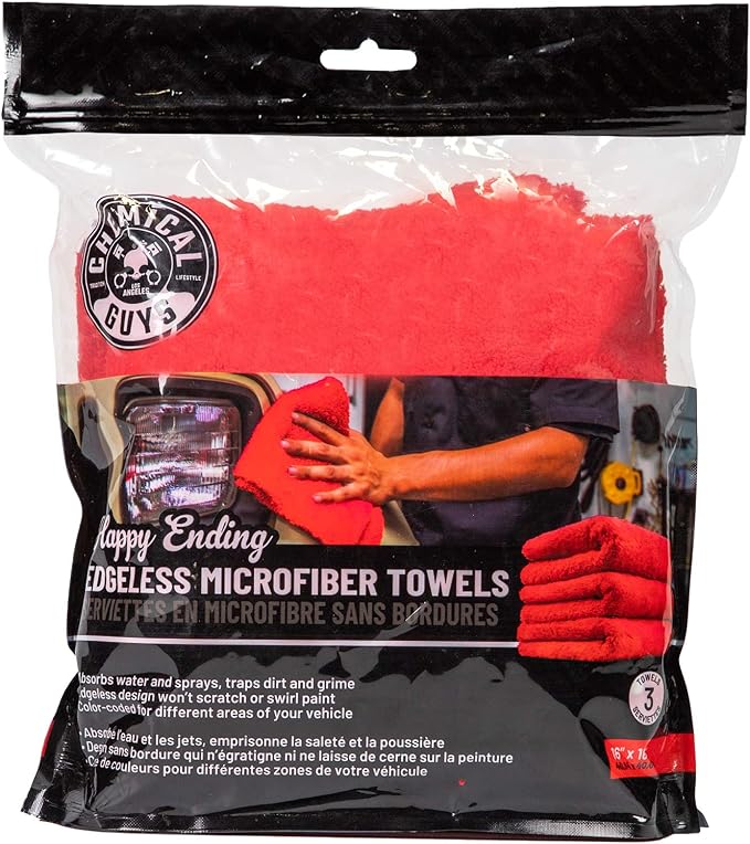 Chemical Guys Happy Ending Ultra Plush Edgeless Microfiber Towel, Red