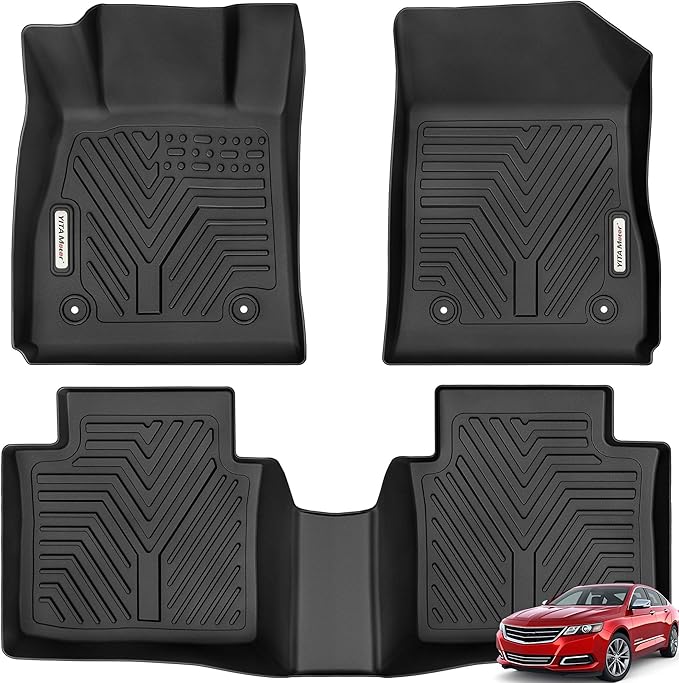 YITAMOTOR Floor Mats Compatible with 2014-2020 Chevrolet Impala, Custom Fit Black TPE Floor Liners 1st & 2nd Row All-Weather Protection