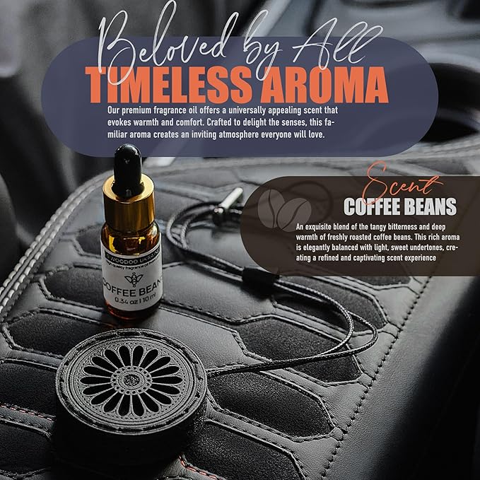 Wood Car Air Freshener — Handmade Air Freshener — Best Wheels Aromatherapy Fragrance Oil Diffuser in Wooden Gift Box — Ready To Gift Set with Coffee Beans Fragrance Oil - 10 ml