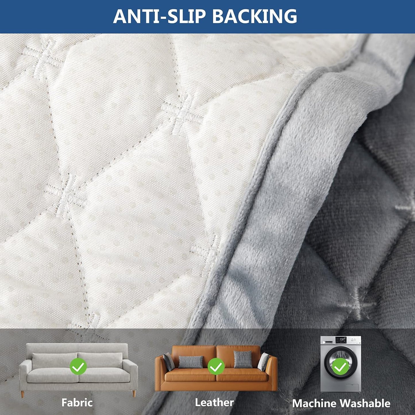 Eismodra Couch Cover,Sectional Couch Covers,Sofa Covers for 3 Cushion Couch,Anti-Slip Sofa Slipcovers for Dogs Cats Kids Loveseat Recliner L Shaped Armrest Backrest,Light Gray 36''x36''(Only 1 Piece)