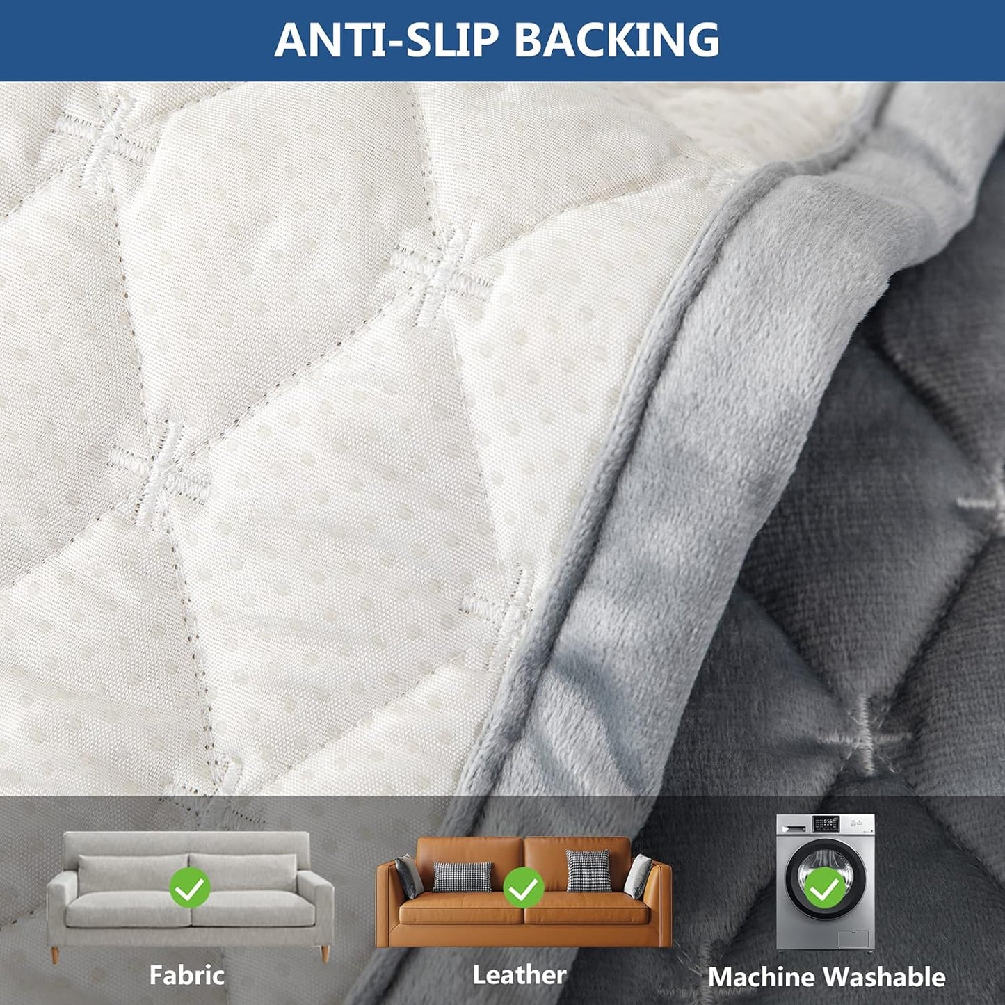 Eismodra Couch Cover,Sectional Couch Covers,Sofa Covers for 3 Cushion Couch,Anti-Slip Sofa Slipcovers for Dogs Cats Kids Loveseat Recliner L Shaped Armrest,Light Gray 43''x63''(Only 1 Piece)