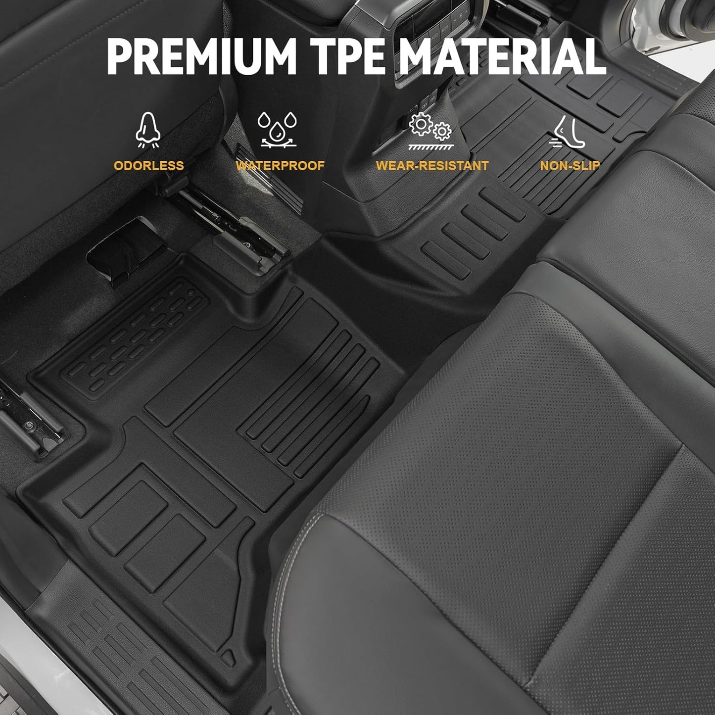 Floor Mats Set for 2024 2025 Toyota Land Cruiser Prado 5 Seats, Full Coverage All Weather Floor Mats Cargo Mat with Backrest Protectors & Door Sill Guards for Land Cruiser Accessories