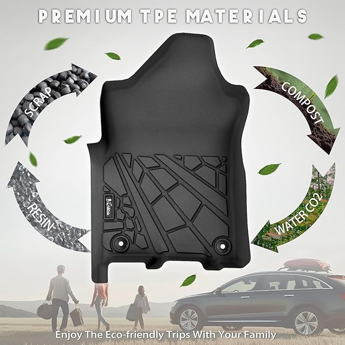KARPAL Floor Mats for Ram 2500/3500 Crew Cab 2019-2025, TPE All-Weather Floor Liners 1st & 2nd Row Car Mats, Ram Accessories