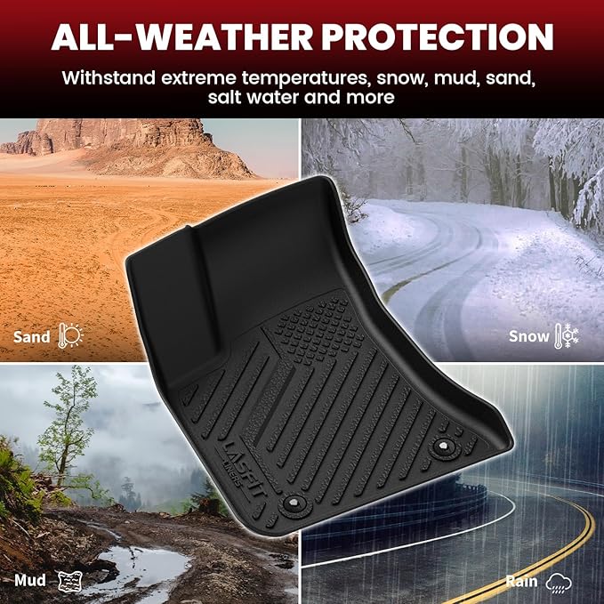 LASFIT Floor Mats & Trunk Mat for Dodge Charger 2011-2023 AWD, for Chrysler 300 2011-2023 AWD, Fit Without Subwoofer, All Weather TPE Custom Fit Car Mats Floor Liners Cargo Liner Cargo Mat Black