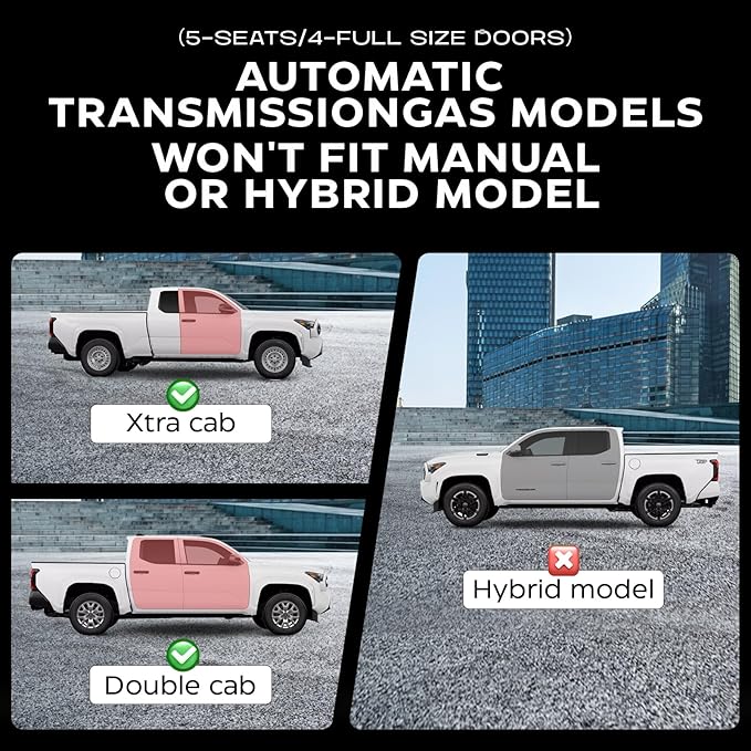 Floor Mats for Toyota Tacoma 2016-2023 Crew Cab, All Weather Floor Liner for Tacoma 2016-2023 TPE Custom Fit Car Mats Front&Rear 2 Row Mats, Black