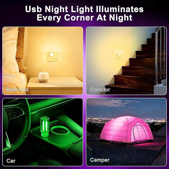 2-Pack Vintage USB LED Lights for Car Interior, Touch Dimmable Night Light - Retro Glass Bottle Filament Lamp Bulb for Bedroom, Camping, Holiday Decoration Ambiance