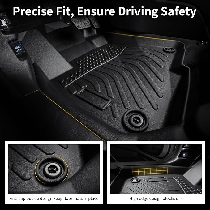 Floor Mats & Cargo Liner for 2022-2018 Honda Accord/Accord Hybrid, All Weather Automotive TPE Floor Liners Set Anti-Slip Waterproof Accessories (Car Mats+Trunk Mat) Black