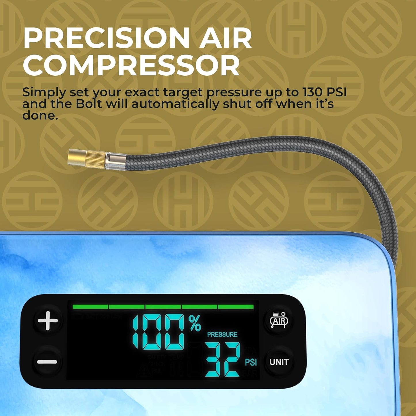 HALO Bolt Ultimate 3 Portable Car Battery Jump Starter | 130 PSI Air Compressor, 55.5Wh USB Power Bank, Large Display, Emergency Floodlight & Charger, Jumps Cars SUVs & Trucks, Inflates Tires — Blue