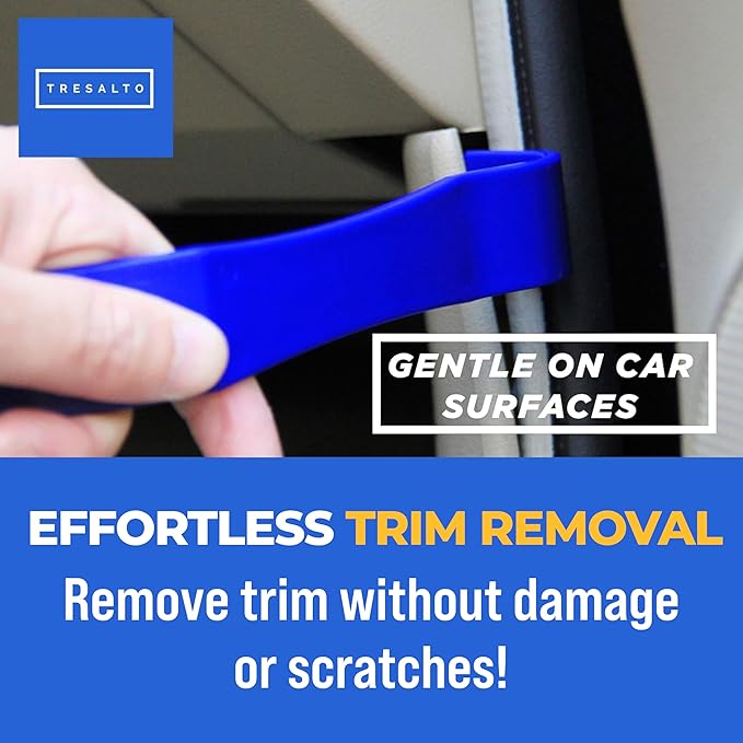 Auto Trim Removal Tool Kit - 5 Piece Set for Dash, Door Panel, Clip Remover - Scratch-Resist Nylon Pry Tools for Interior Car Trims Work - Panel Prying Tools Included - Blue