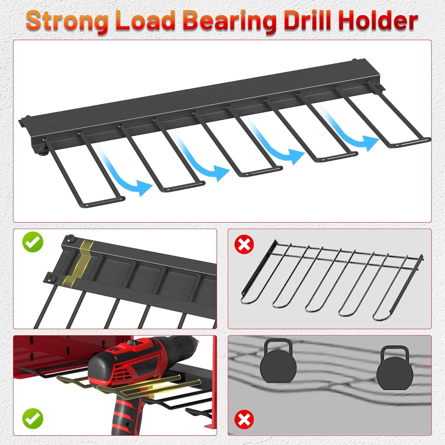 Power Tool Organizer Wall Mount with Charging Station - Heavy-Duty Cordless Drill Holder,Adjustable Tool Storage Rack for Garage,Workshop,Wall-Mounted Tool Organizer Gifts for Fathers Day