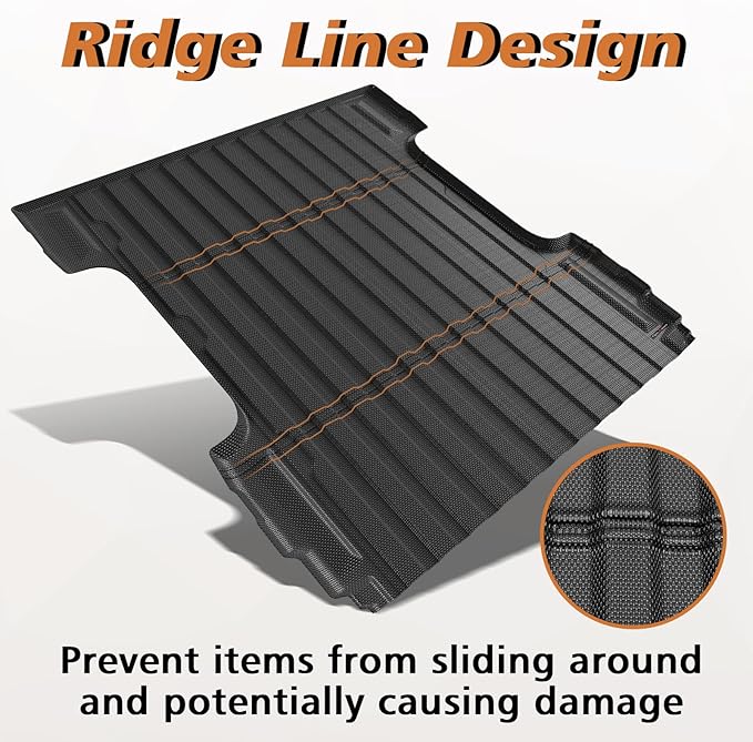 TripleAliners Truck Bed Mat Compatible with 2007-2018 Chevy Silverado/GMC Sierra 1500 Accessories 5.8FT Vehicle Bed Perfectly Flush All Weather Protection TPE HeavyDuty Pickup Car Cargo Mat