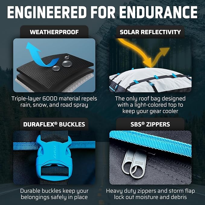 Rooftop Cargo Carrier - 23 Cubic Feet (XXL), Waterproof Soft Shell Car Roof Cargo Carrier, Heavy Duty Car Top Luggage Cargo Bag with Patented Door Hooks and Non-Slip Mat