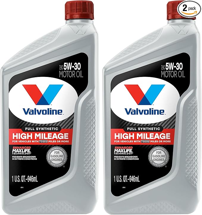 Valvoline Full Synthetic High Mileage with MaxLife Technology SAE 5W-30 Motor Oil 1 QT (Pack of 2)