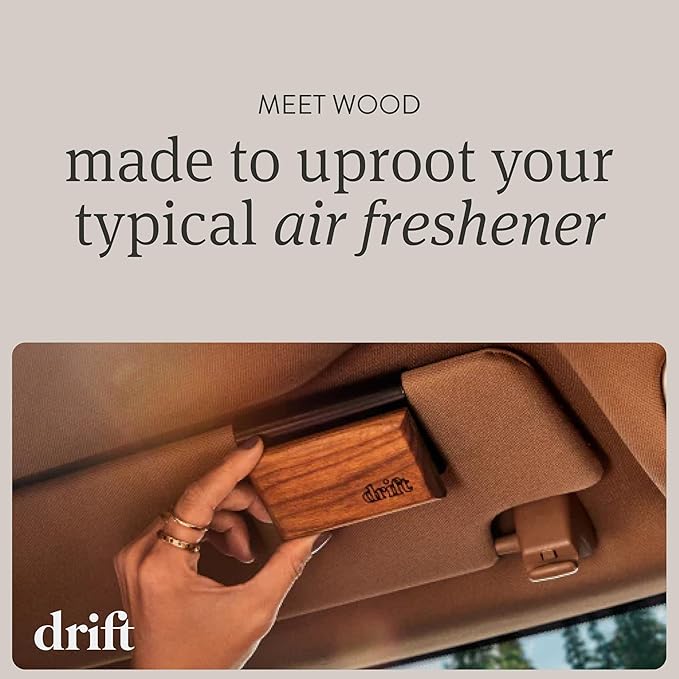 Drift Car Air Freshener - The Original Wood Air Freshener - Car Odor Eliminator - Long Lasting Scent - Metal Clip - Essential Oils - Clean Ingredients - Teak Scent 3 Pack Refill - NO CLIP INCLUDED