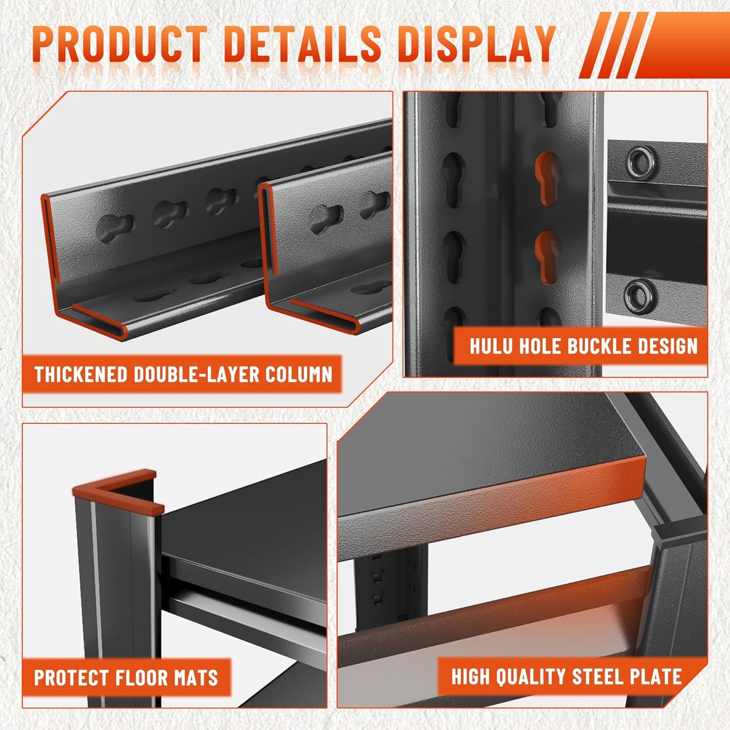 Heavy Duty 5-Tier Shelving Unit 3000LBS Capacity - Adjustable Steel Garage Shelves for Warehouse, Basement Storage(77''H x 35.4''W x 11.8''D)