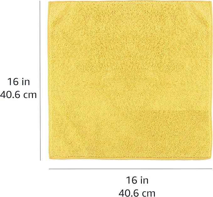 Amazon Basics Microfiber Car Drying Towels (12-Pack), Lint Free, Scratch Free, Highly Absorbent Drying Towel for Cars, 16" x 16", Yellow