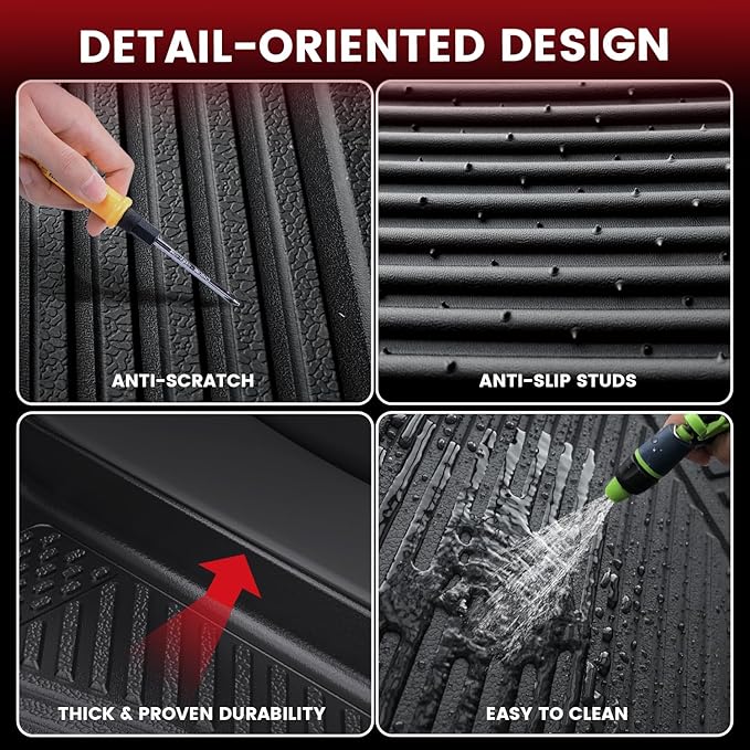 LASFIT Floor Mats for Toyota Highlander 2019-2014(Not for Hybrid), All Weather TPE Cargo Mats Floor Liner for Highlander LE/Limited/SE/XLE, Black(Not fit 2nd Row Bench Seating).