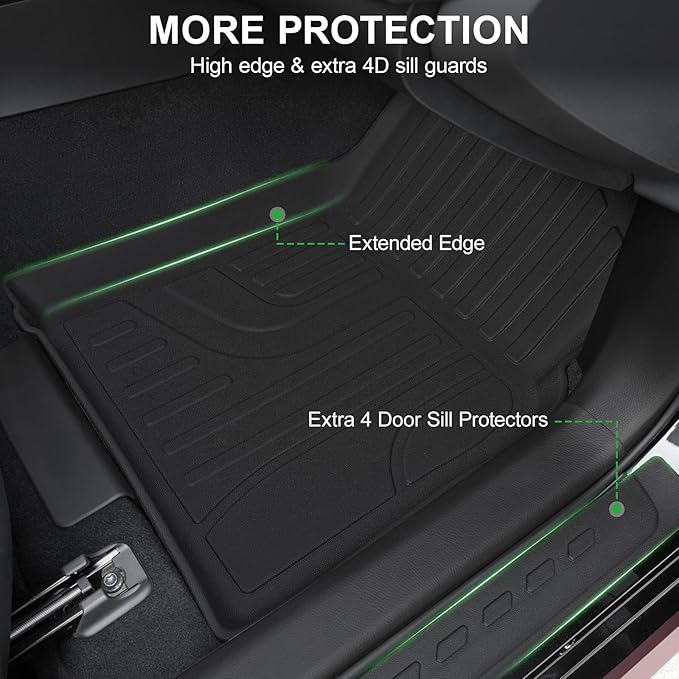 Floor Mats for 2025 2026 Toyota Camry (Include Hybrid), TPE All Weather Protection Interior Car Floor Liners Door Sill Guards for Camry SE/LE/XLE/XSE Accessories