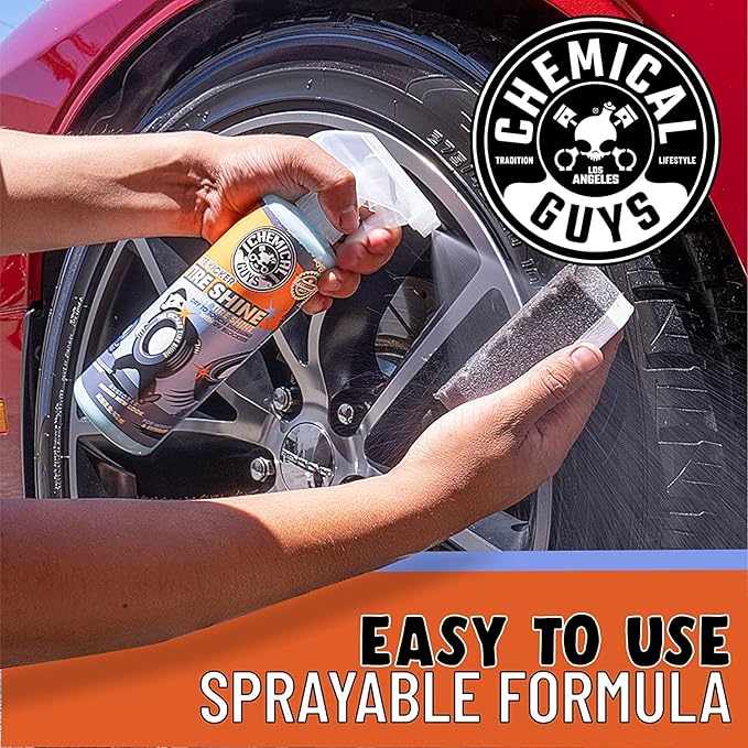 Chemical Guys Tire Kicker Sprayable Extra Glossy Tire Shine, Dry-to-Touch Dressing - Restores Wet Look to Rubber, Vinyl, and Plastic, Safe for Cars, Trucks, Motorcycles, RVs, and More - 16 oz