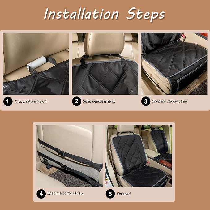 YESYEES Dog Front Seat Covers for Cars, 2 Pack Waterproof Bucket Seat Covers for Dogs with 4 Nonslip Straps, Long-Lasting Pet Car Seat Protector Universal Fit for Cars Trucks and SUVs (Black)