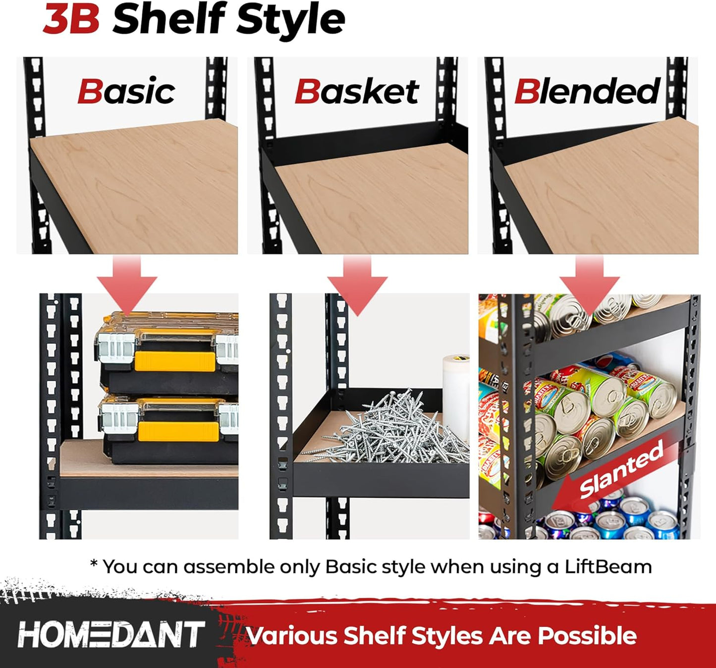 HOMEDANT 5 Tier Laminated Boltless Heavy Duty Garage Storage Adjustable Wide Size Metal Shelving Unit Utility Rack Shelves Organization Multipurpose Shelf Shed Warehouse 47.7"W x 24.1"D x 71.3"H 2Pack