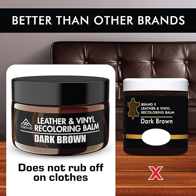 FORTIVO Leather Recoloring Balm, Color Restorer, Scratch Remover, Couch Paint and Repair, Leather Balm for Couches