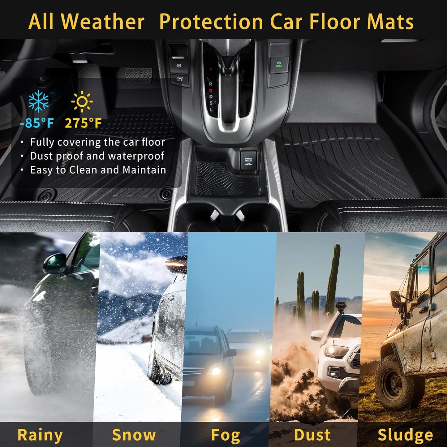 GINOWY-Floor Mats & Cargo Liner for Mini Countryman 2025(Not for SE&Electric), TPE All Weather Countryman Car Mats Non-Slip Trunk Mat Floor Liners Waterproof Accessories Mats Black