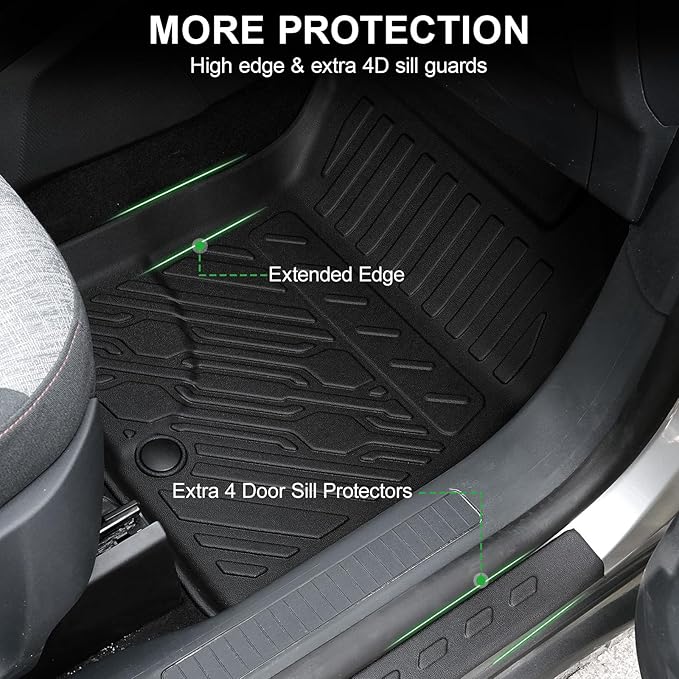 Floor Mats for 2022-2026 Ford Maverick (Only Gasoline Models), TPE All Weather Protection Interior Car Floor Liners Door Sill Guards for 2025 Maverick Gasoline Accessories