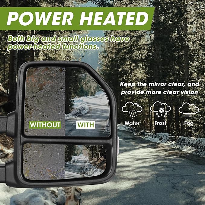 Towing Mirrors for 2015-2020 F150 Ford Pickup with Turn Signal & Running Lights Heated Power Glass