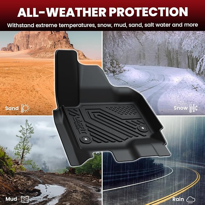 LASFIT Floor Mat & Cargo with Backrest Mat for Ford Expedition Max & Lincoln Navigator L 7 Seats 2025 2026(Not fit 8 Seats),Fit All Weather Protection TPE Easy Clean Floor Liners,Full Set,Black