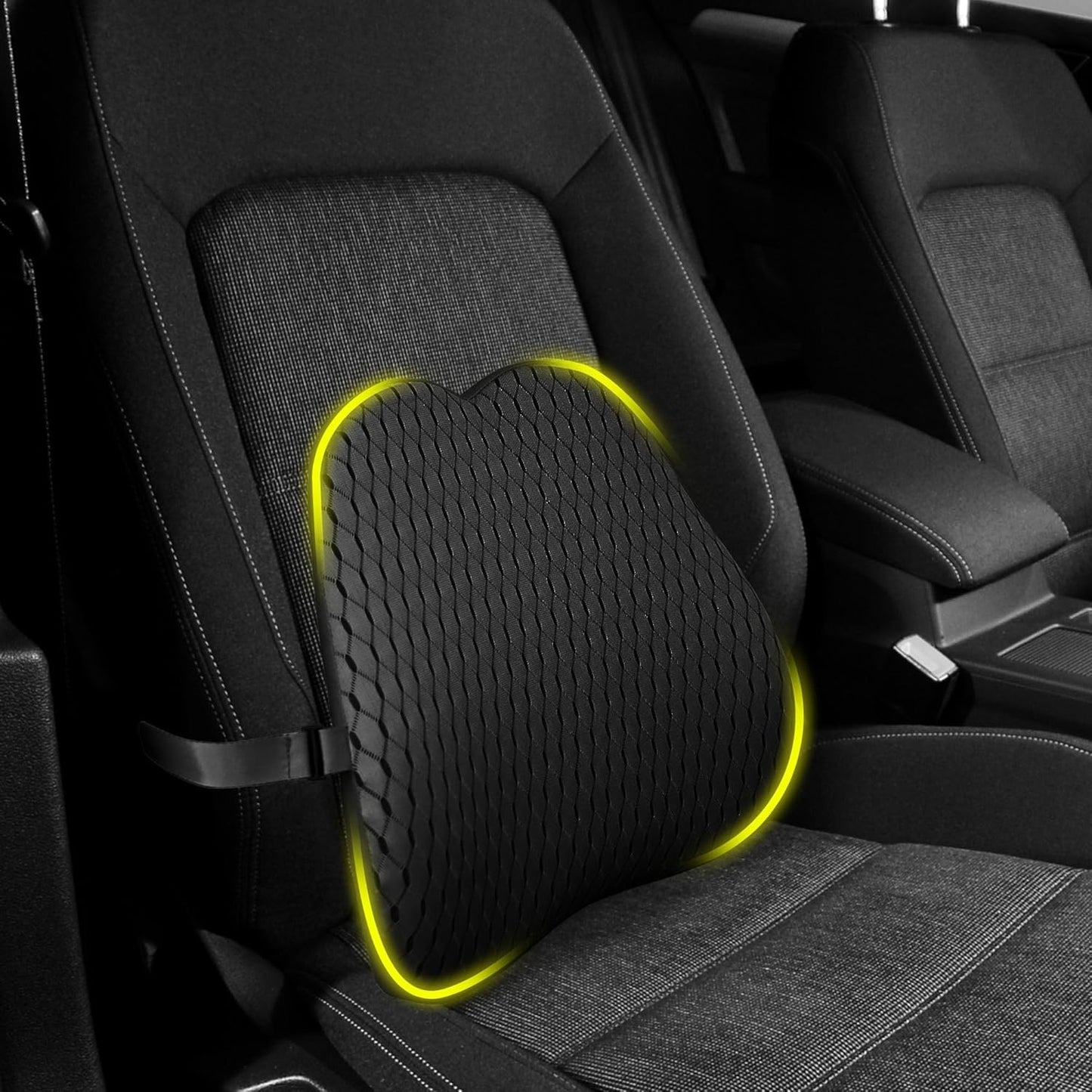 Lumbar Support Pillow for Office Chair,Memory Foam Back Lumbar Support Pillow,Relieve Back Pain,3D Breathable Fabric&Shoulder Strap Fixation,Back Support for Office Chair/Wheelchair/Car(Black)