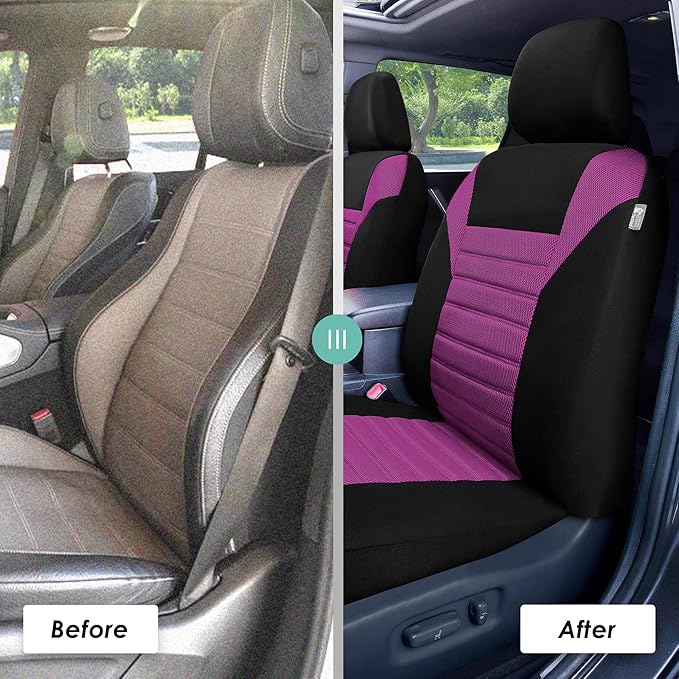 FH Group Automotive Car Seat Covers Front Set Premium 3D Air Mesh Front Seat Covers, Airbag Compatible Universal Fit Interior Accessories for Cars Trucks and SUVs - Purple