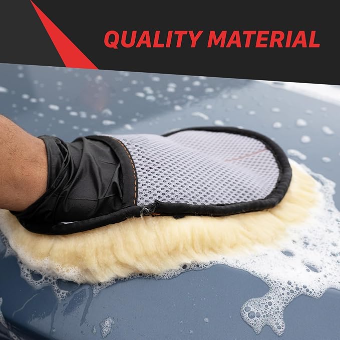 Maxshine Universal Premium Sheepskin Wool Wash Mitt – Ultra-Soft Real Lambswool Glove for Car Washing – Gentle, Scratch-Free Cleaning Pad for Safe Car Detailing & Paint Protection (Pack of 2)