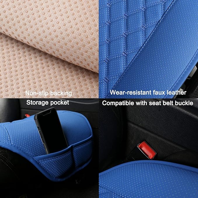 Black Panther 1 Pair Car Seat Covers, Luxury Car Seat Protectors, Universal Anti-Slip Driver Seat Cover with Backrest,Diamond Pattern (Blue)