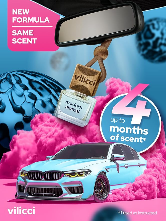Vilicci Modern Animal Car Air Freshener | Long-Lasting Scent (Up to 120 Days) | Vegan, Cruelty-Free Hanging Car Diffuser